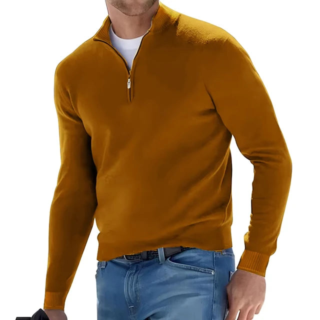 Half-Zip V-Neck Sweater