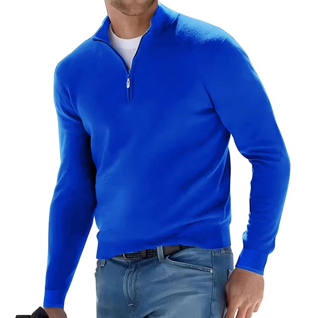 Half-Zip V-Neck Sweater