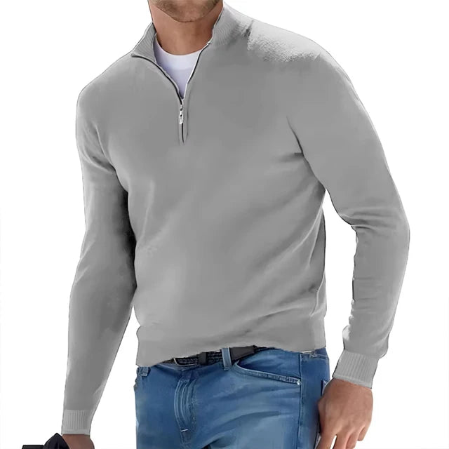 Half-Zip V-Neck Sweater