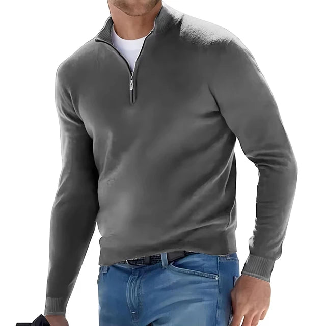 Half-Zip V-Neck Sweater