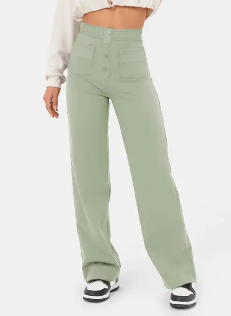 Women's Casual Straight High Waisted Pants