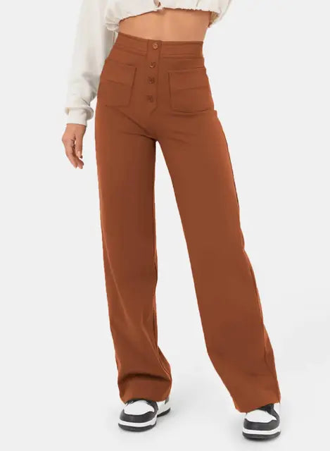 Women's Casual Straight High Waisted Pants