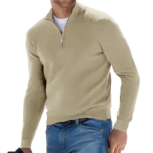 Half-Zip V-Neck Sweater