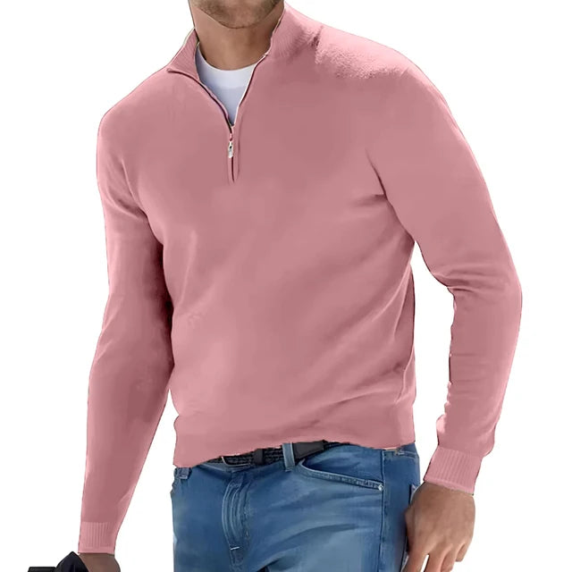 Half-Zip V-Neck Sweater