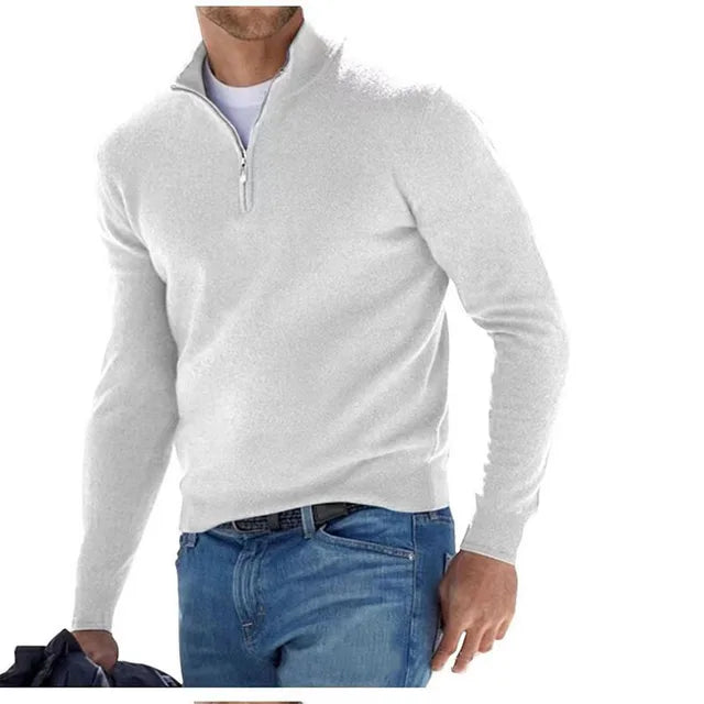 Half-Zip V-Neck Sweater