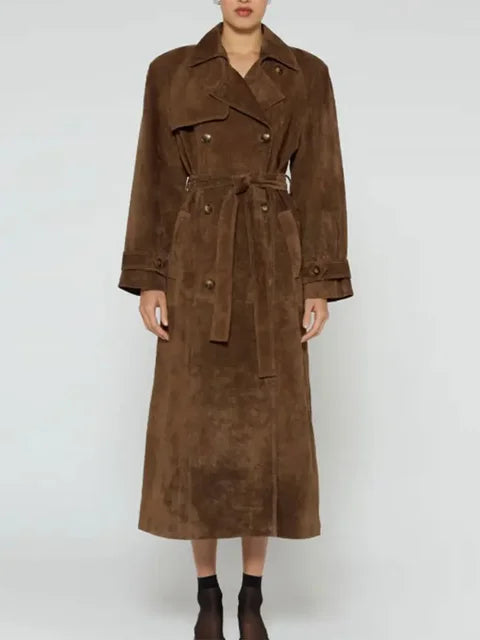 Elegant Suede Long Coat