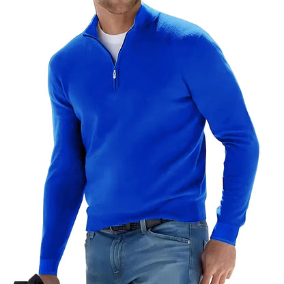 Half-Zip V-Neck Sweater