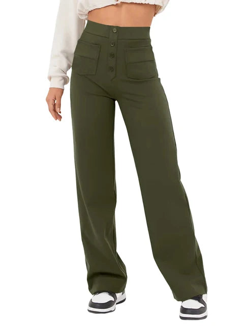 Women's Casual Straight High Waisted Pants